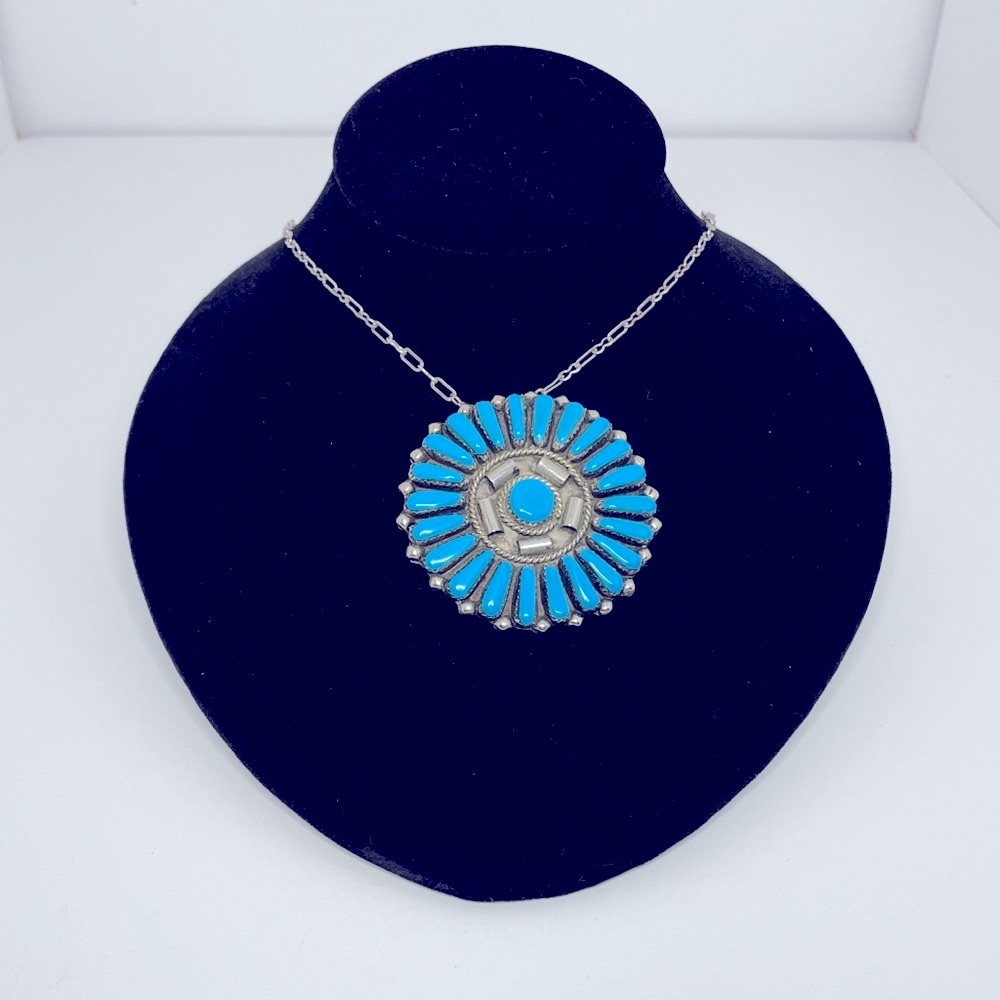 Sterling Silver & Turquoise Cluster Vintage Pendant/Brooch